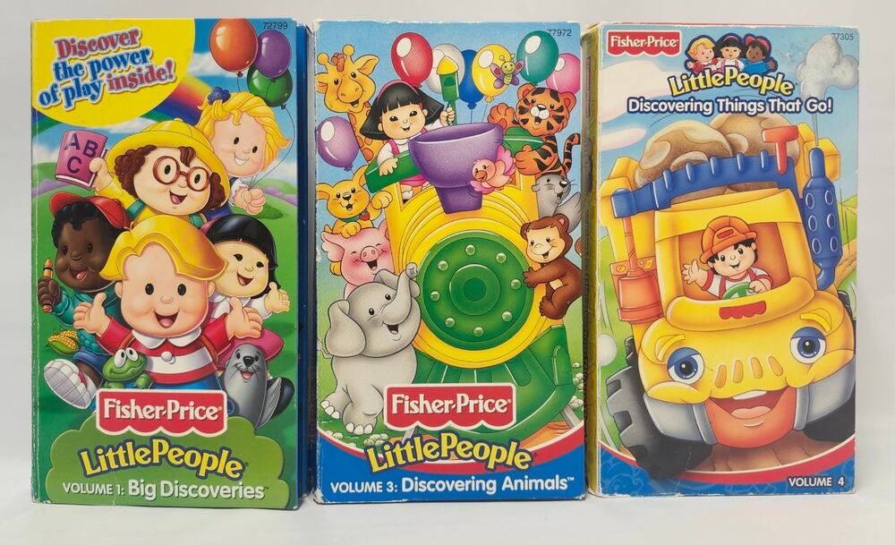 Fisher-Price Little People VHS Lot of 3 Vol 1 3 4 Discoveries Animals Go